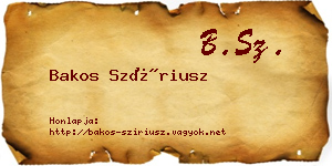 Bakos Szíriusz névjegykártya